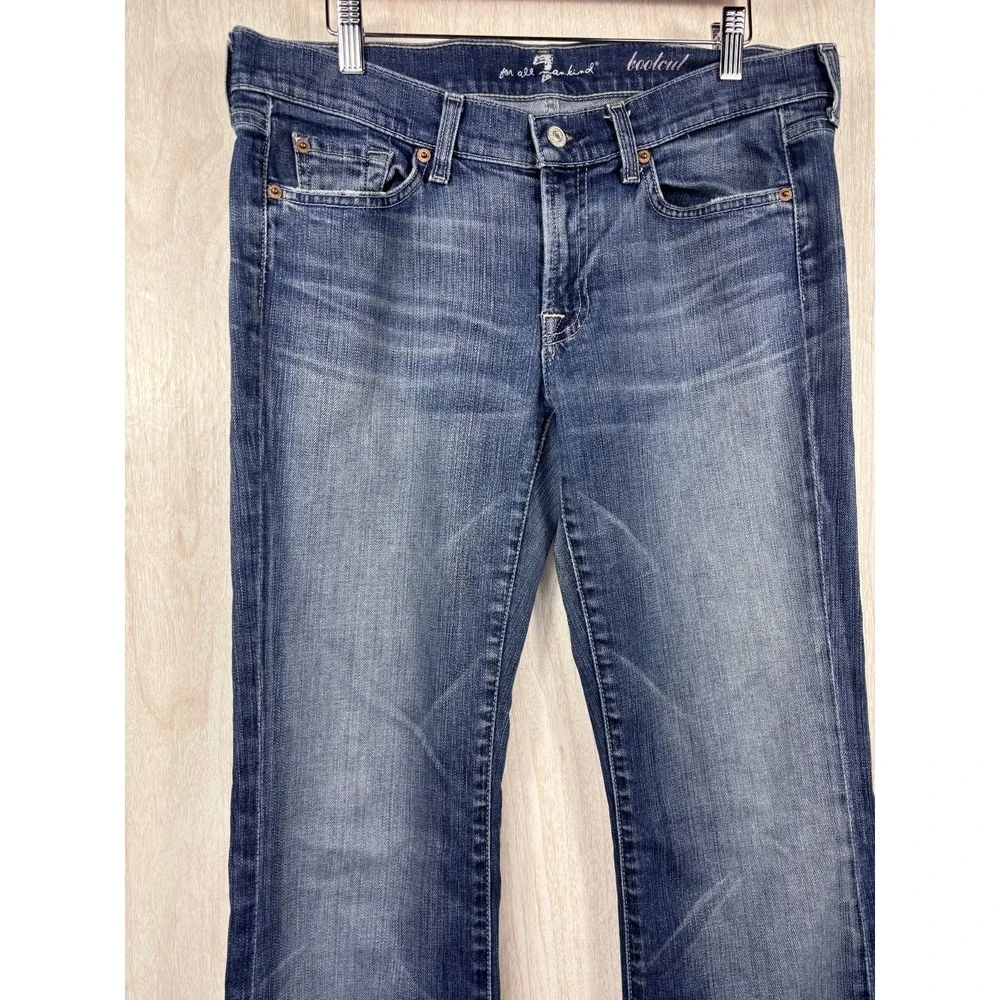 7 For All Mankind Bootcut‎ Jeans Women's 31x33 Low Rise Flare Y2K Stretch Denim - Picture 4 of 11